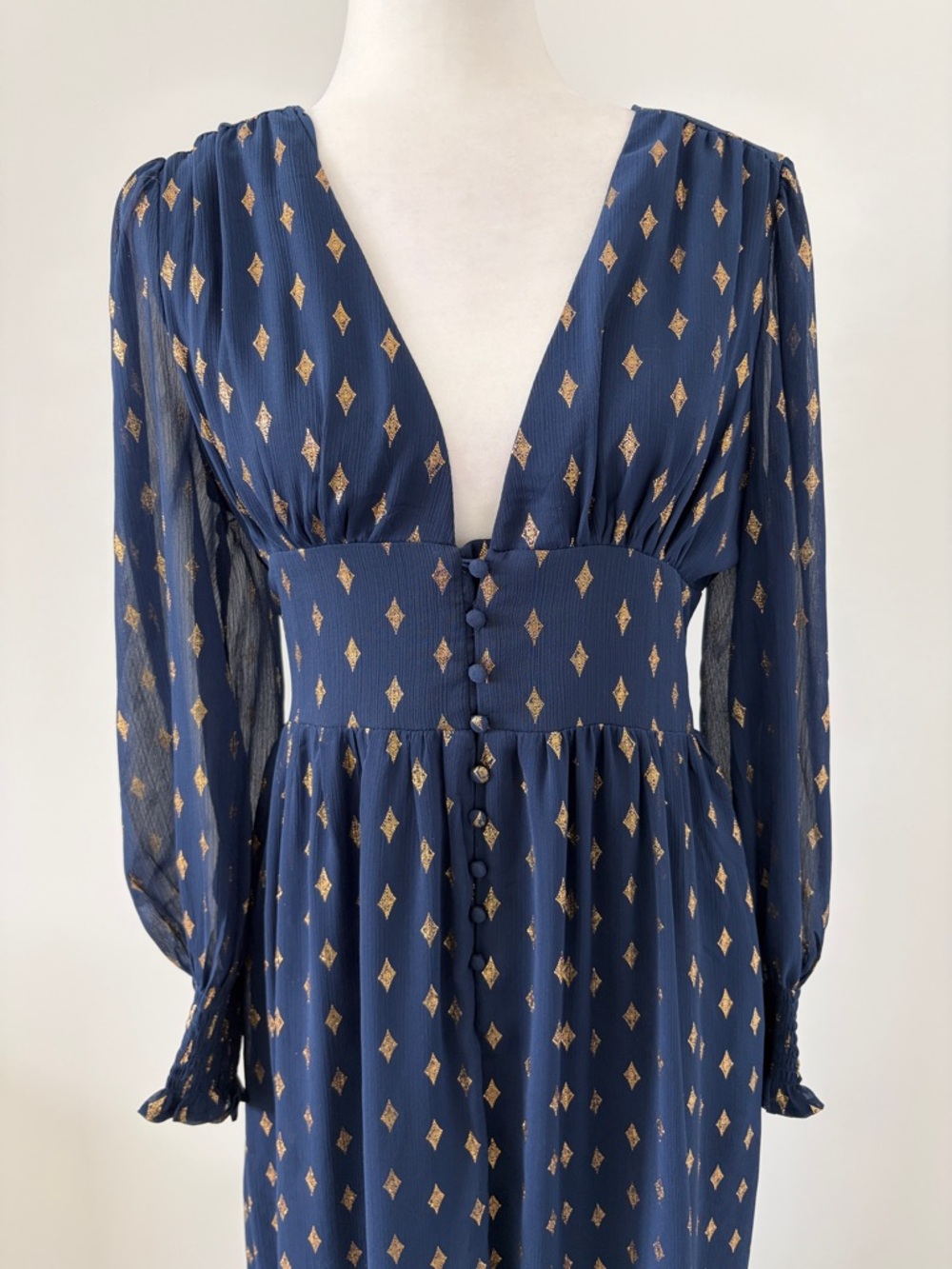 Forever 21 Navy Maxi Dress with Gold Print - Picture 3 of 5